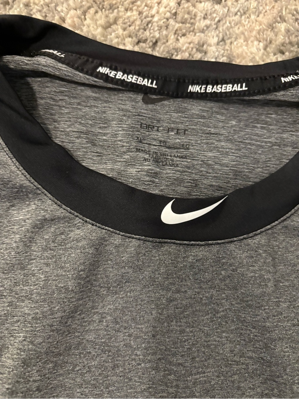 Nike Grey Heather Short-Sleeve Athletic Tee with Black Trim